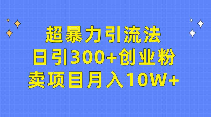 （9954期）超暴力引流法，日引300+创业粉，卖项目月入10W+-搞钱情报局