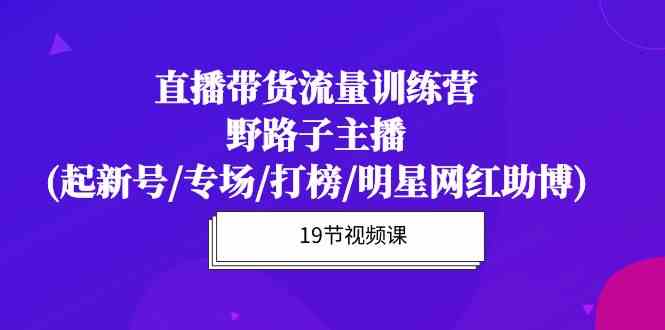 （10016期）直播带货流量特训营，野路子主播(起新号/专场/打榜/明星网红助博)19节课-搞钱情报局