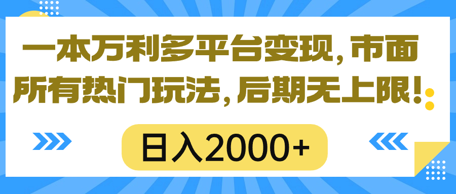 (10311期)一本万利多平台变现,市面所有热门玩法,日入2000+,后期无上限!-搞钱情报局