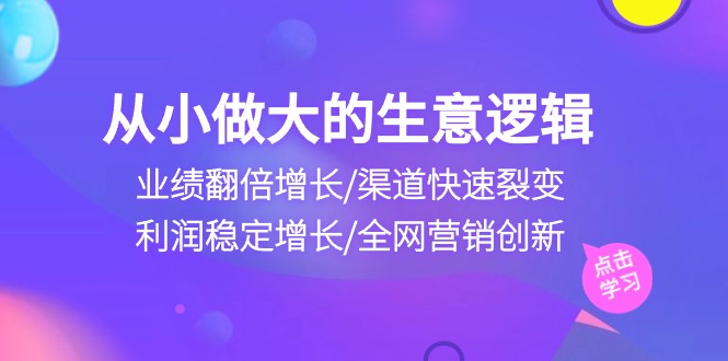 （10438期）从小做大生意逻辑：业绩翻倍增长/渠道快速裂变/利润稳定增长/全网营销创新-搞钱情报局