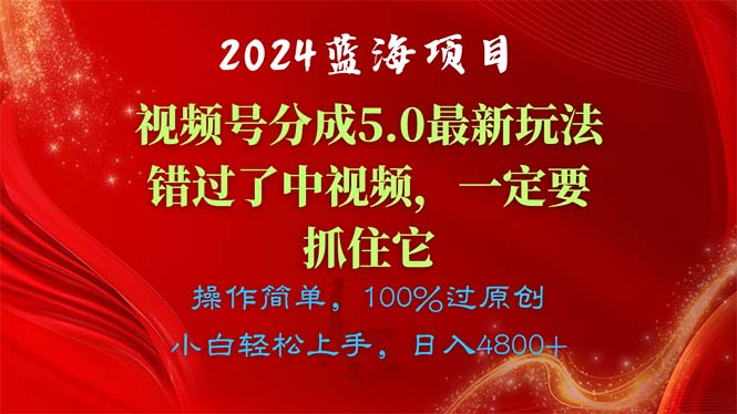 （11032期）2024蓝海项目，视频号分成计划5.0最新玩法，错过了中视频，一定要抓住…-搞钱情报局