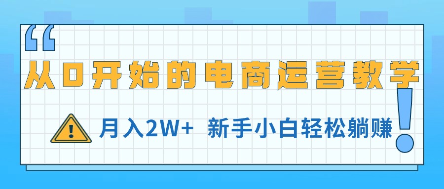 （11081期）从0开始的电商运营教学，月入2W+，新手小白轻松躺赚-搞钱情报局
