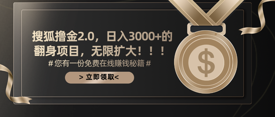 (11196期)搜狐撸金2.0日入3000+,可无限扩大的翻身项目-搞钱情报局