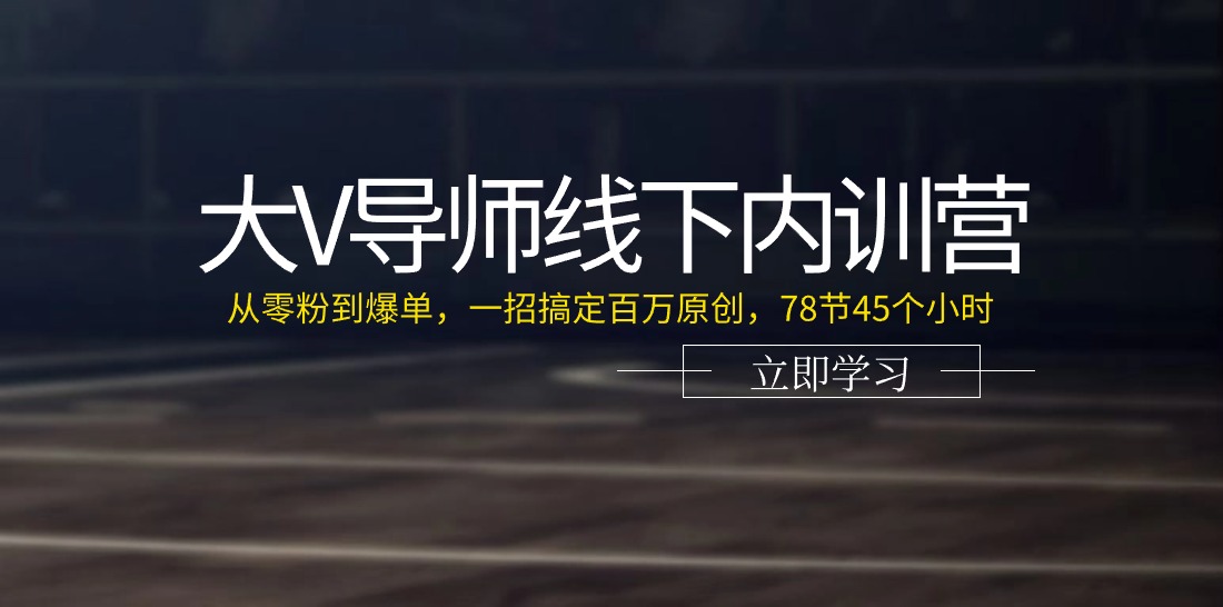 （11261期）大V导师线下内训营：从零粉到爆单，一招搞定百万原创，78节45个小时-搞钱情报局