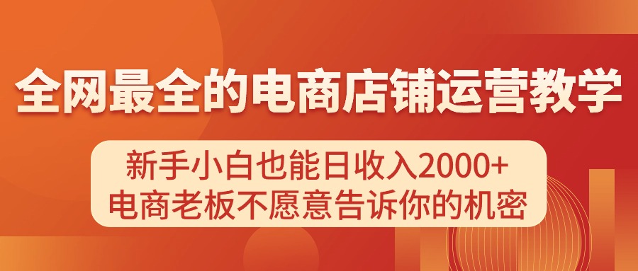 （11266期）电商店铺运营教学，新手小白也能日收入2000+，电商老板不愿意告诉你的机密-搞钱情报局