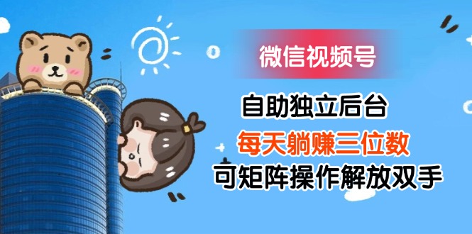 (11910期)微信视频号自助独立后台每天躺赚三位数可矩阵操作解放双手-搞钱情报局