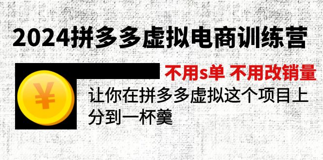 (12024期)2024拼多多虚拟电商训练营 不s单 不改销量 做虚拟项目分一杯羹(更新10节)-搞钱情报局