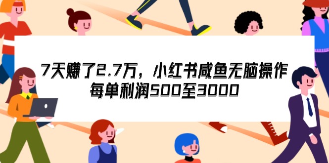 (12192期)7天收了2.7万,小红书咸鱼无脑操作,每单利润500至3000-搞钱情报局