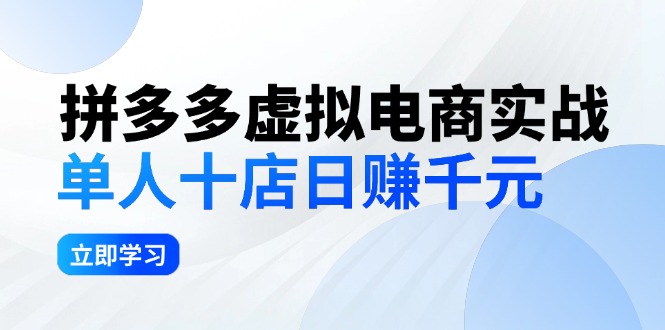 （12326期）拼多多虚拟电商实战：单人10店日赚千元，深耕老项目，稳定盈利不求风口-搞钱情报局