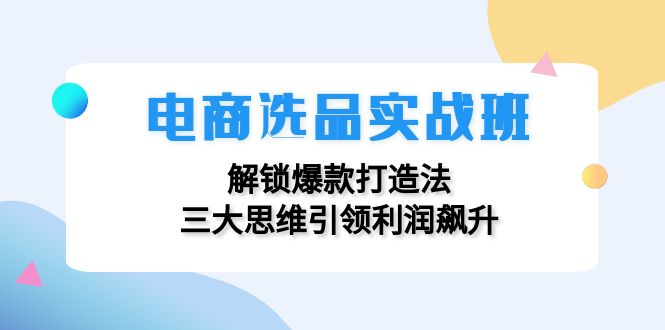 (12398期)电商选品实战班:解锁爆款打造法,三大思维引领利润飙升-搞钱情报局