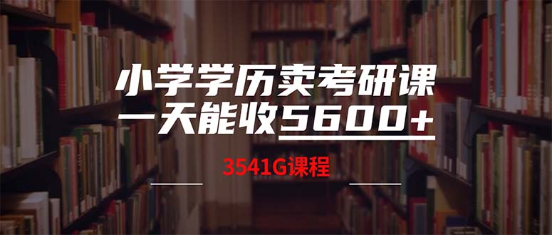 (12556期)小学学历卖考研课程,一天收5600(附3580G考研合集)-搞钱情报局