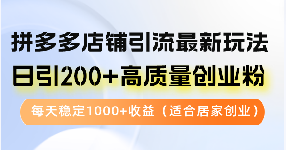 （12893期）拼多多店铺引流最新玩法，日引200+高质量创业粉，每天稳定1000+收益（…-搞钱情报局