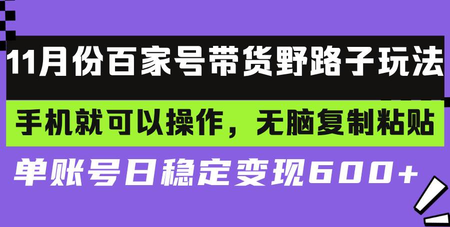 (13281期)百家号带货野路子玩法 手机就可以操作,无脑复制粘贴 单账号日稳定变现…-搞钱情报局