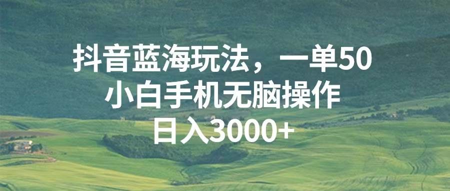 （13353期）抖音蓝海玩法，一单50，小白手机无脑操作，日入3000+-搞钱情报局